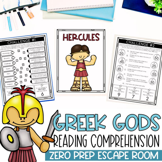 Greek Gods and Goddesses Escape Room for 3rd, 4th, 5th Grade | NO PREP