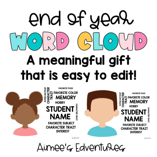 EDITABLE | Small Bundle | Word Cloud | End of the Year Gifts for Students
