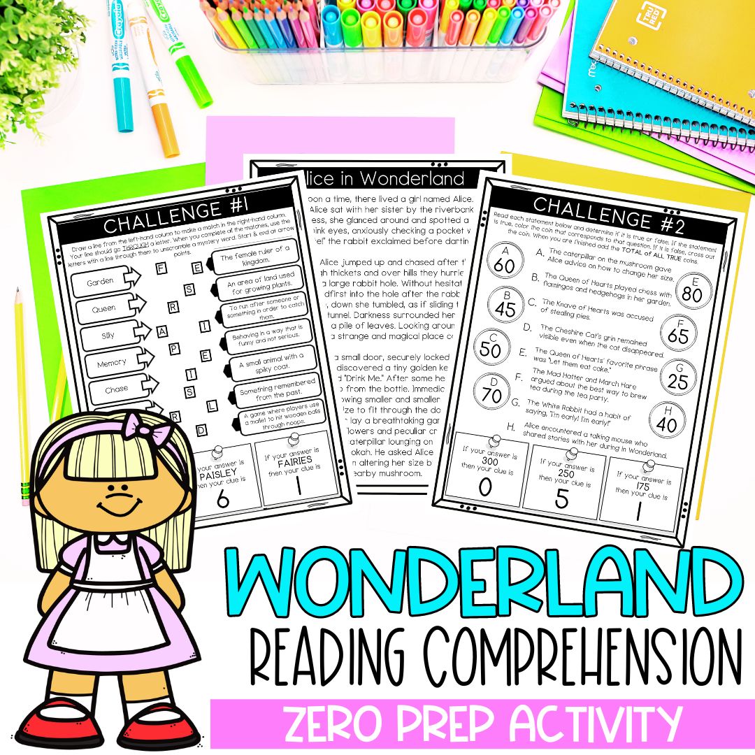 Alice in Wonderland | Reading Comprehension Game | Classroom Transform – AimeesEdventuresLLC
