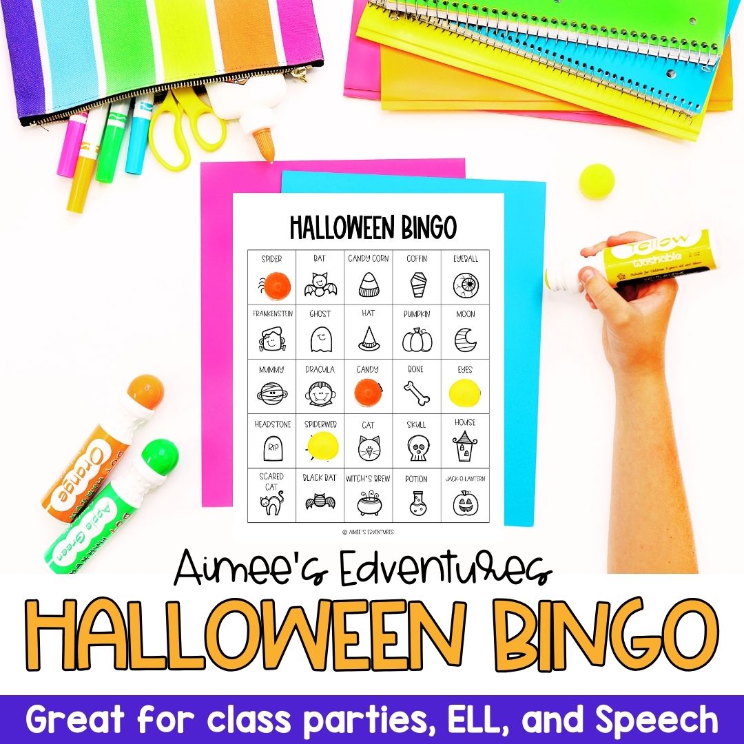 Halloween Bingo Game | Vocabulary Words | Language Arts Game