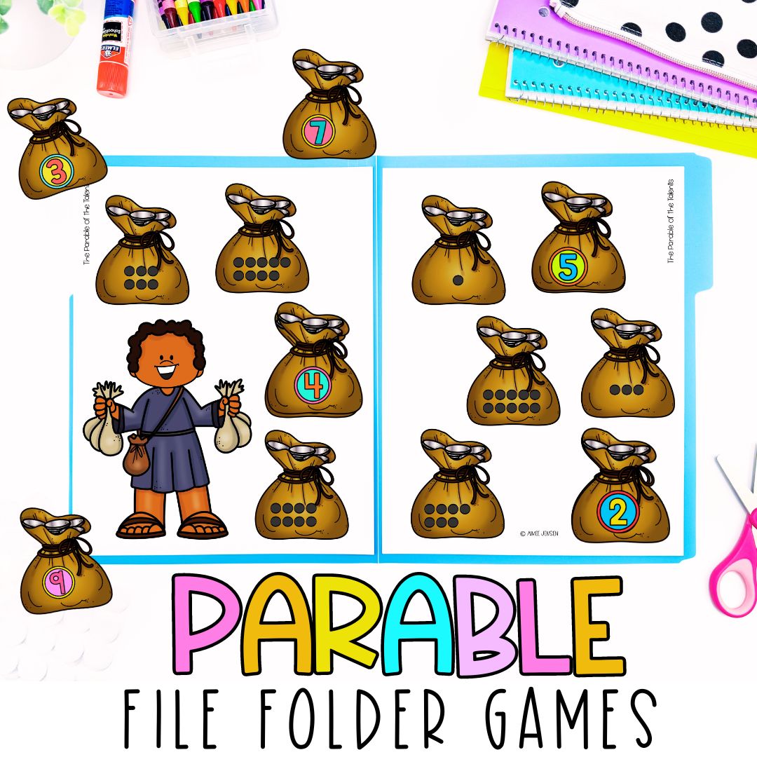 Sunday School Lessons | Parables Bible Study for Kids | File Folder Games