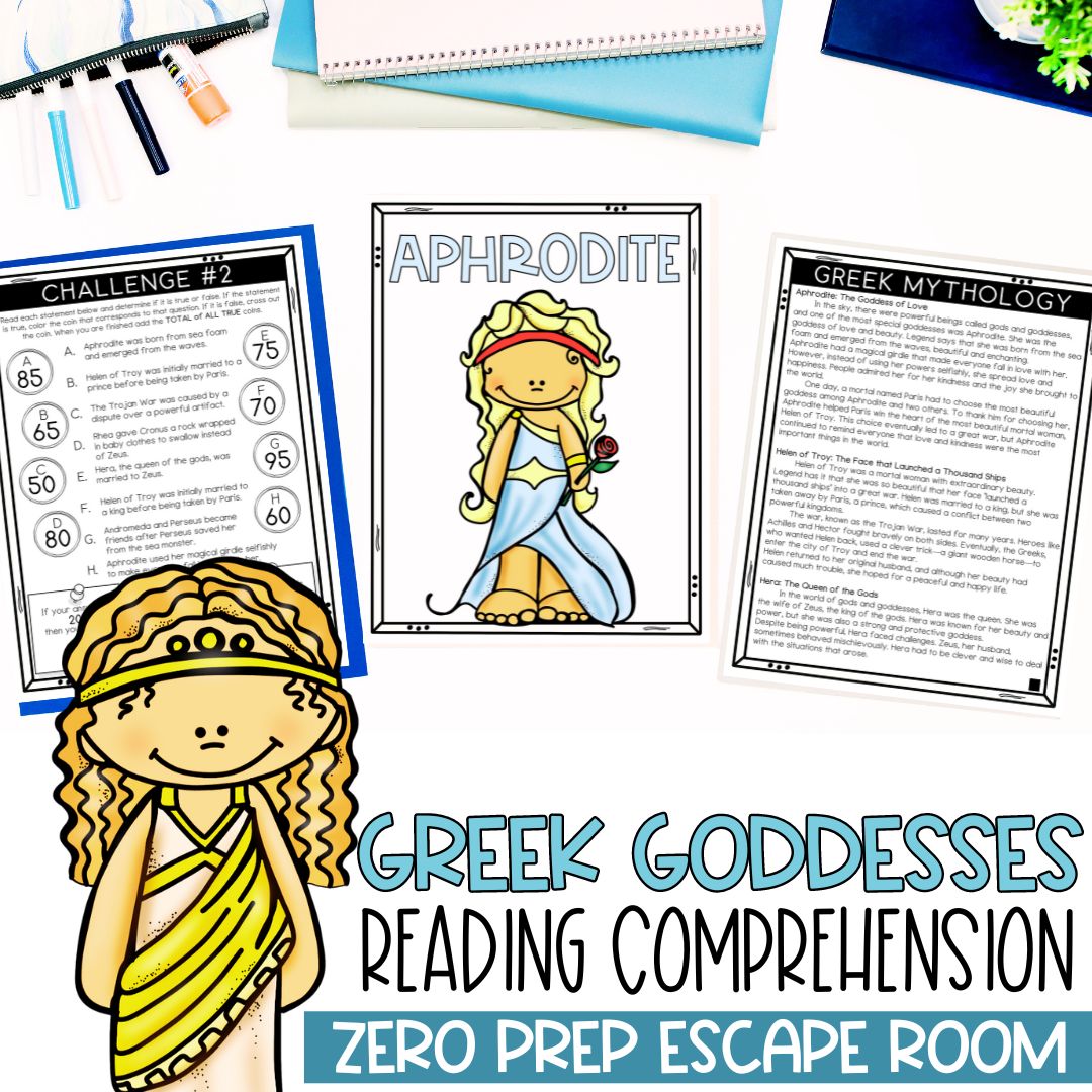 Greek Gods and Goddesses Escape Room for 3rd, 4th, 5th Grade | NO PREP