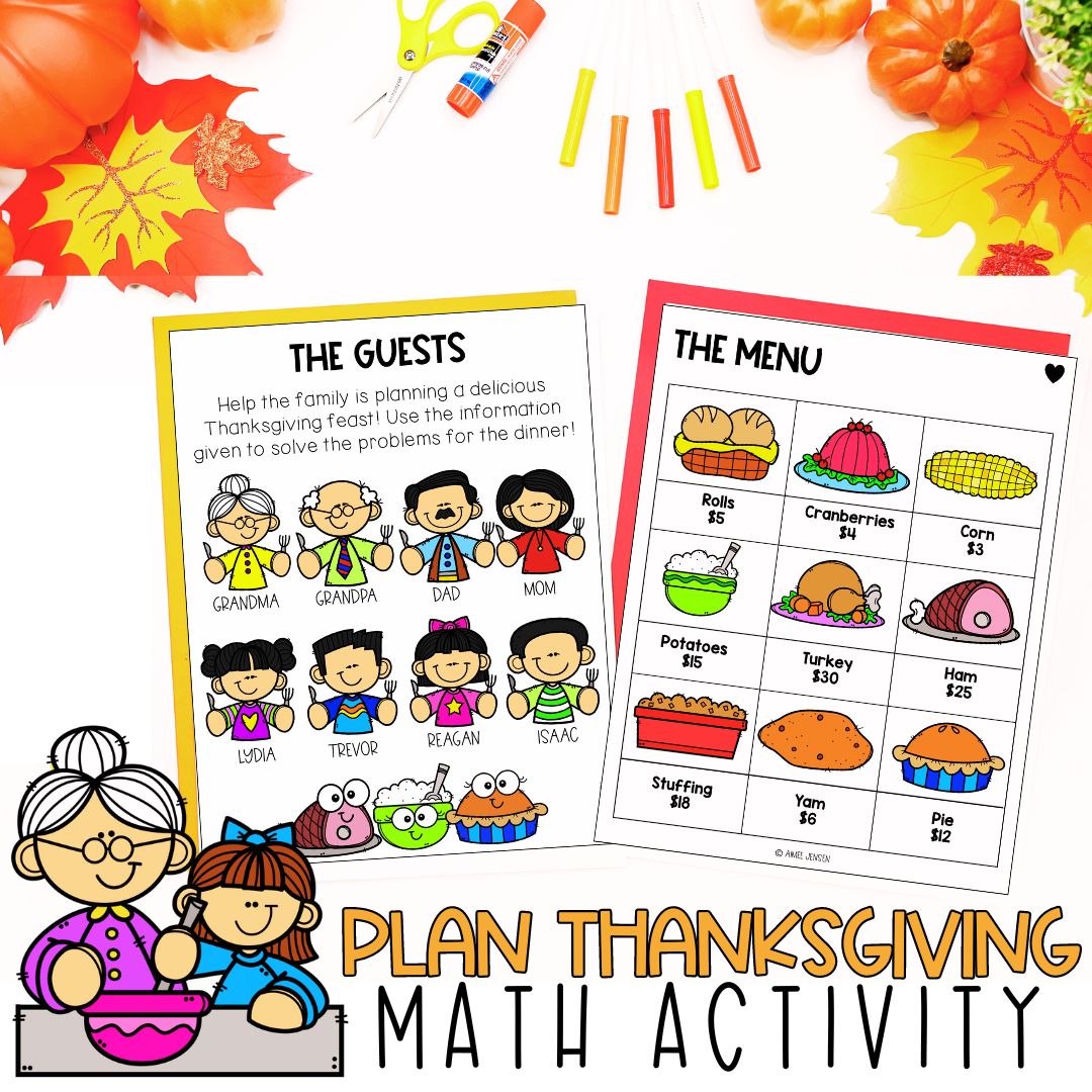 Math Activity Project Based Learning PBL | Plan Thanksgiving Dinner | Worksheet