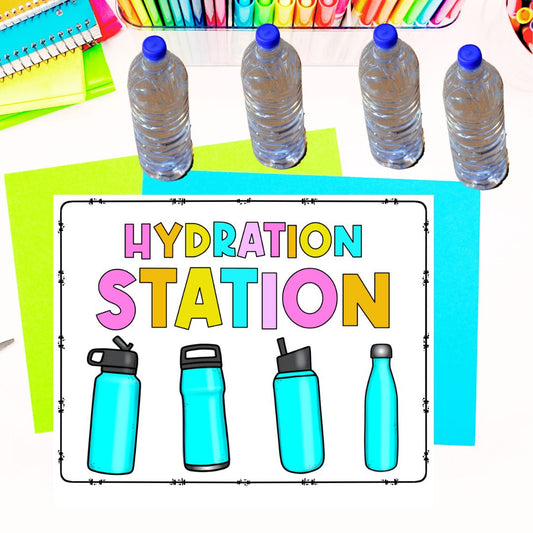 Hydration Station Sign Freebie | Back to School Organization | Classroom Decor