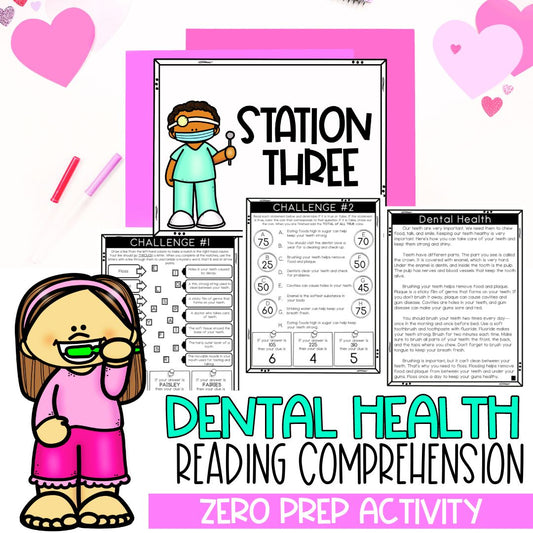 Dental Health Reading Comprehension | Health and Wellness Close Reading | February Activities