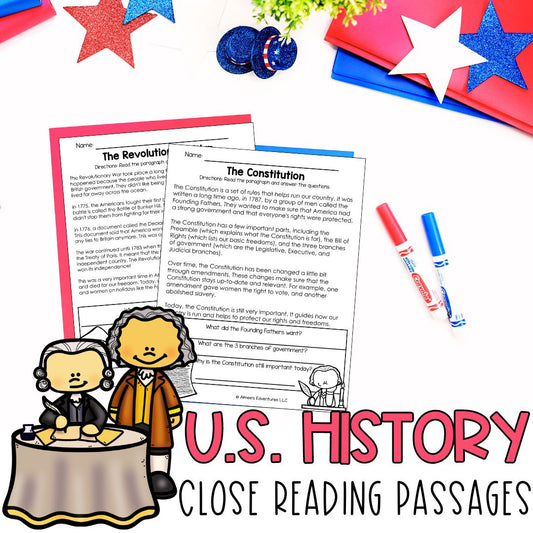 US History | Government Close Reading Passages Activity | Reading Comprehension