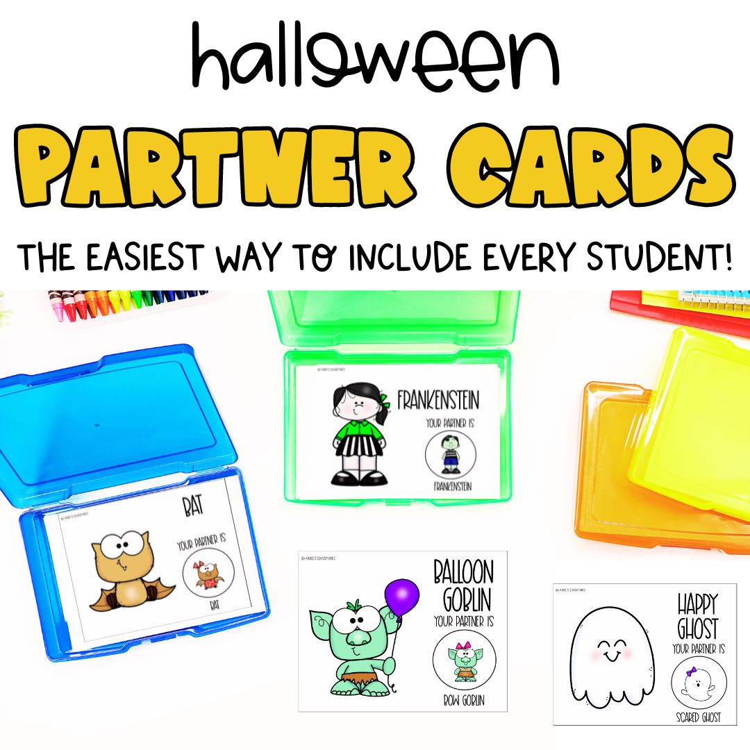 Halloween Theme Partner Pairing Cards | Classroom Management