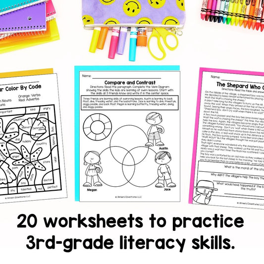June NO PREP 3rd Grade Literacy Worksheets