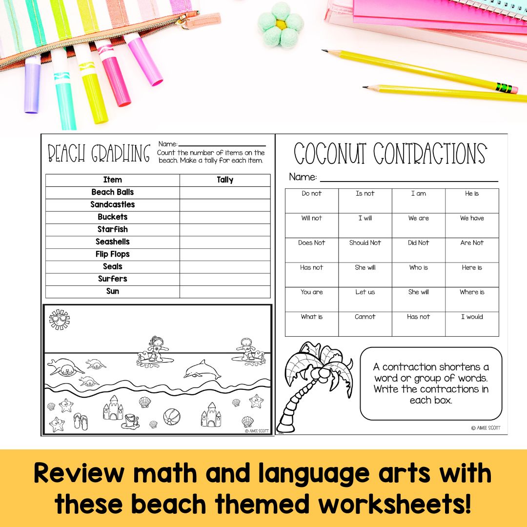 Third Grade Math Review | End of Year Activities | Hawaii Theme