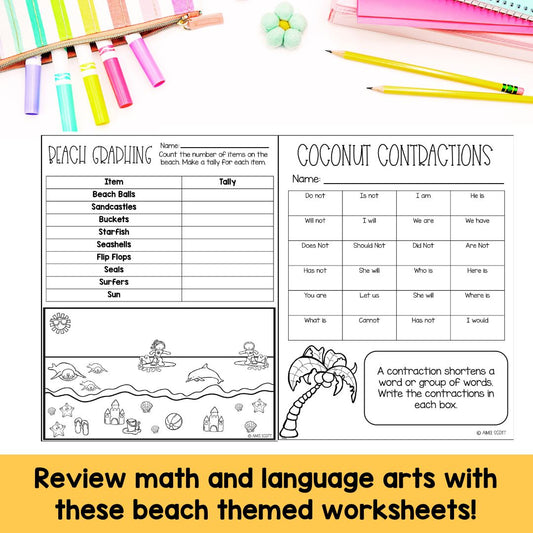 Third Grade Math Review | End of Year Activities | Hawaii Theme