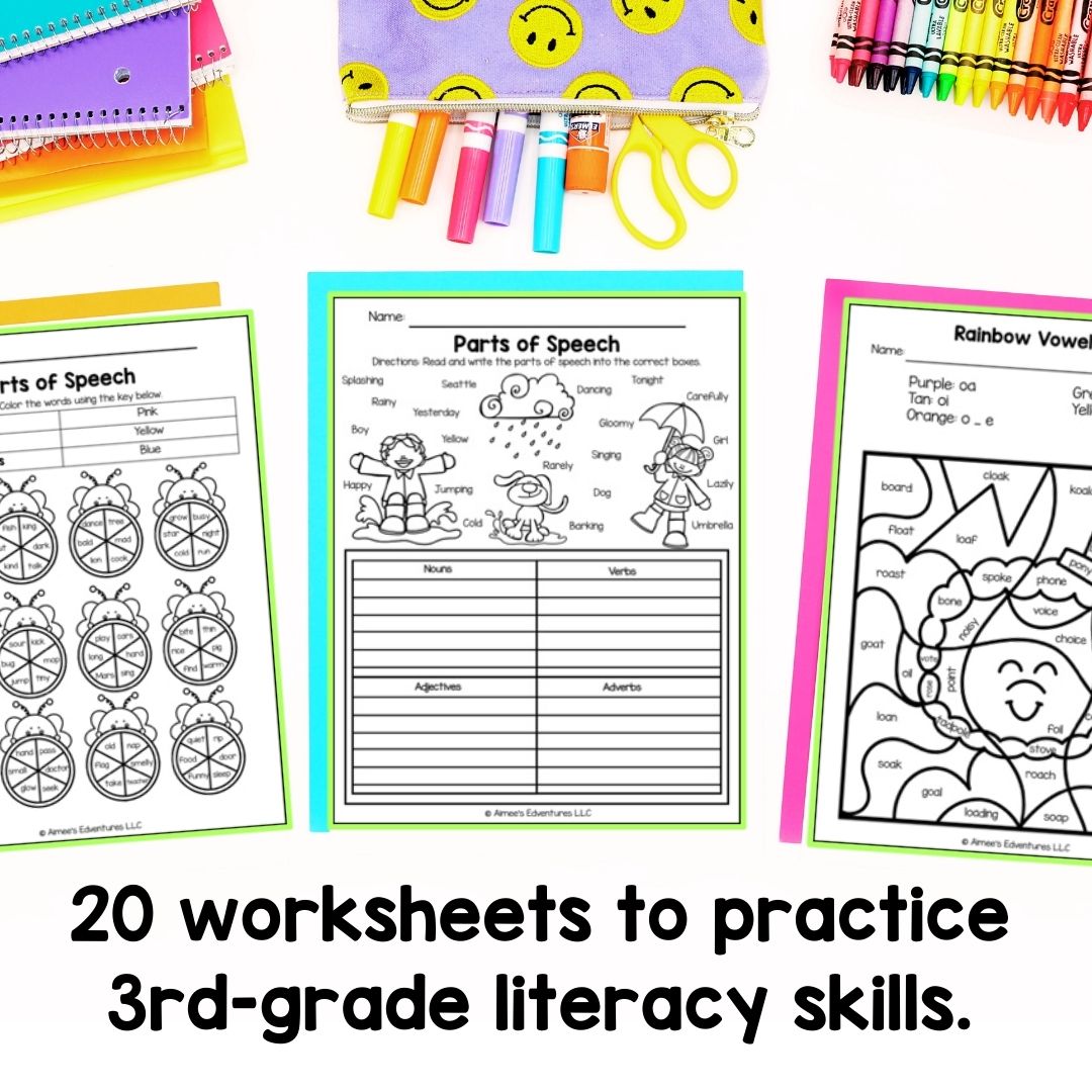 March NO PREP 3rd Grade Literacy Worksheets
