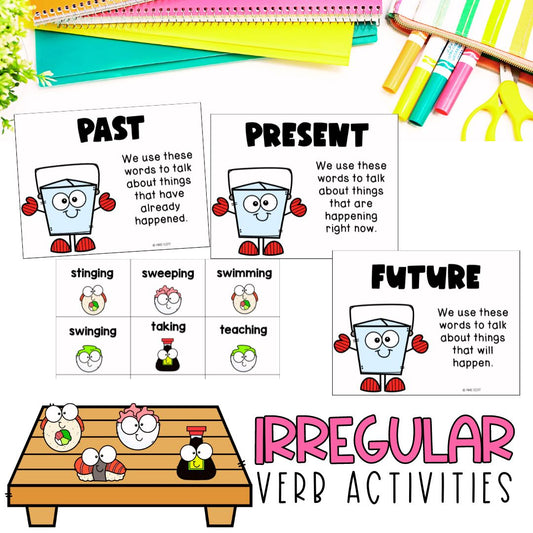 Past and Present Sushi Verbs | Irregular Verbs Game | Language Arts Activity