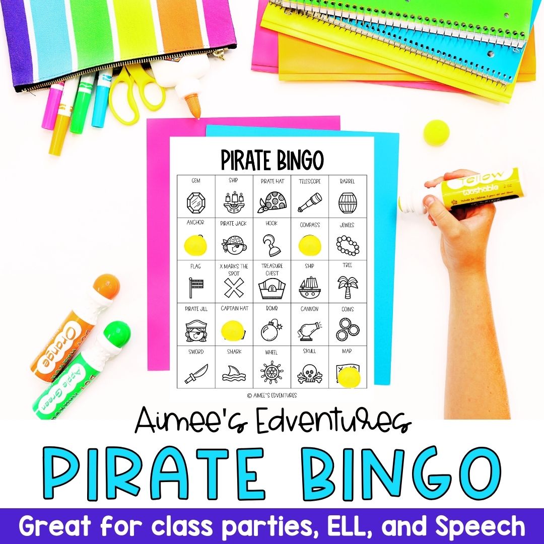 Pirate Bingo Game | Vocabulary Words | Language Arts Activity