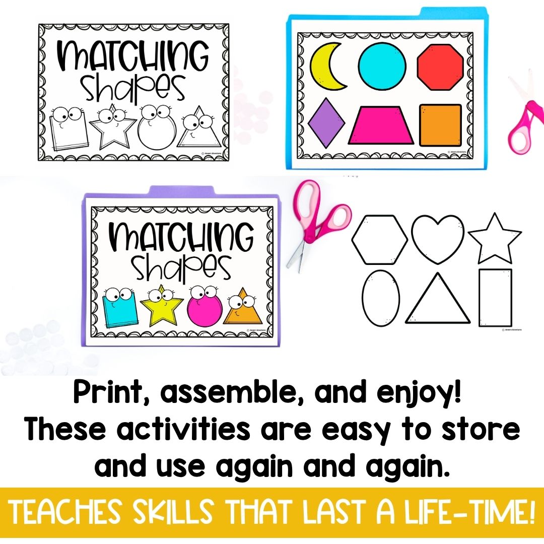 File Folder Games | Preschool Morning Work | Shapes Activities | Morning Basket