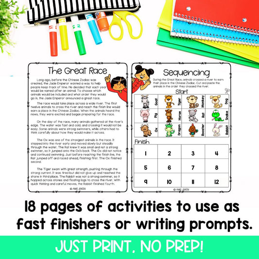 Chinese New Year | Lunar New Year | Winter Writing Prompts | Reading Passages