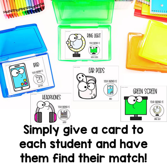 Technology Themed Partner Pairing Cards | Classroom Management System