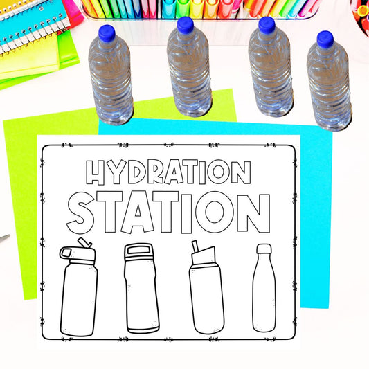 Hydration Station Sign Freebie | Back to School Organization | Classroom Decor