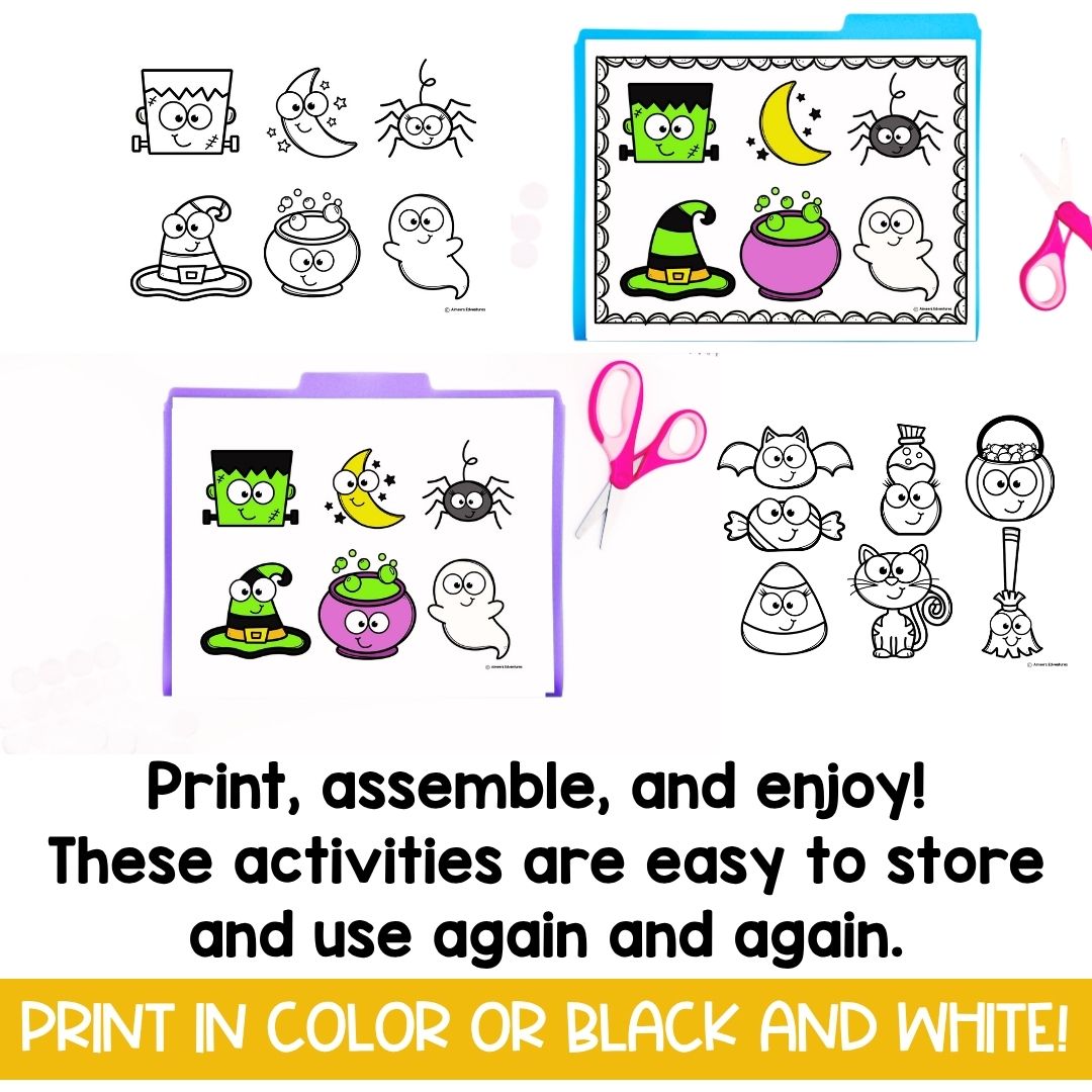 File Folder Games | Preschool Morning Work | Halloween Activities | Vocabulary