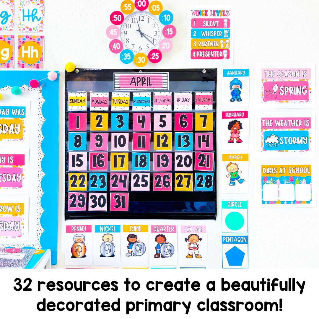 Classroom Decor Bundle | Joyful and Bright Posters and Organization