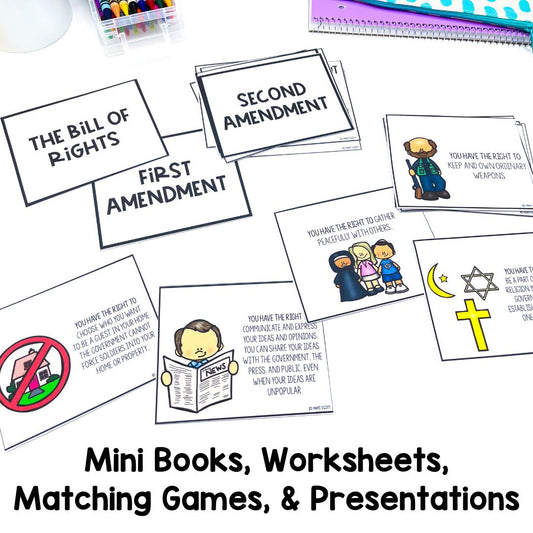 Bill of Rights Lesson | BUNDLE | US History | Mini-book and Worksheets