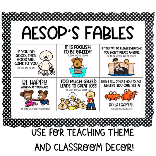 Aesop's Fables Activities | Classroom Decor Posters