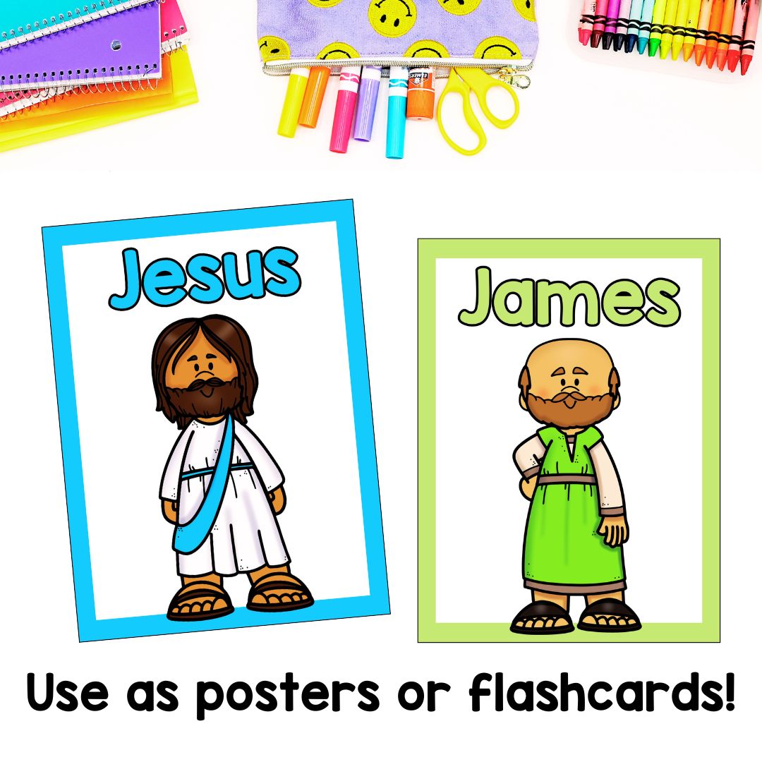 Sunday School Curriculum | Color Posters of Jesus and Disciples | Bible Lessons