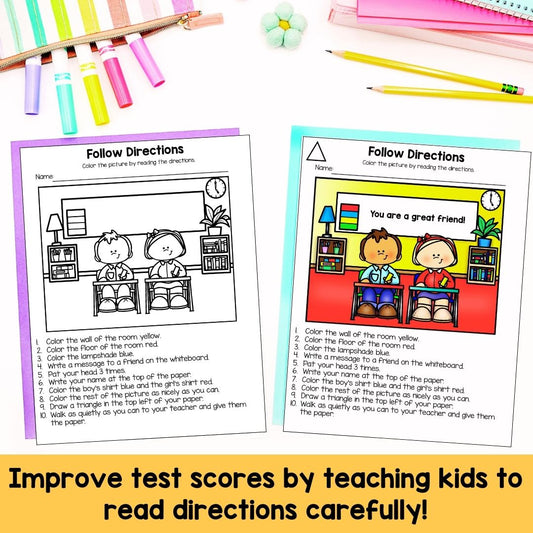 Following Directions Activity | Test Taking Strategies | Reading Test Prep