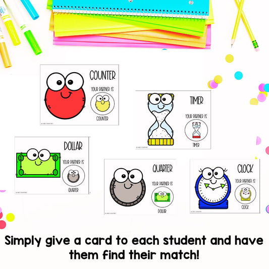Math Theme Partner Pairing Cards | Classroom Management