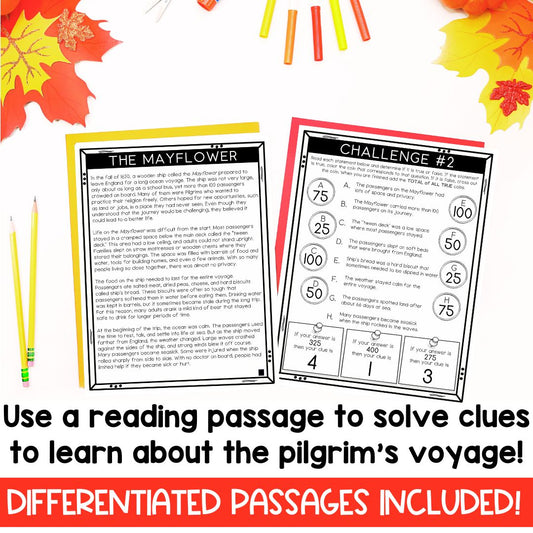 Mayflower | Escape Room | Thanksgiving Coloring Pages | Reading Comprehension