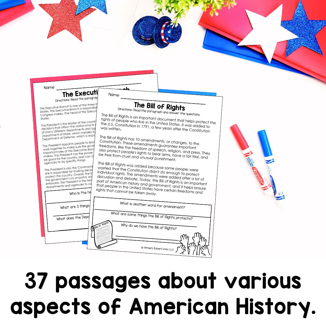 US History | Government Close Reading Passages Activity | Reading Comprehension