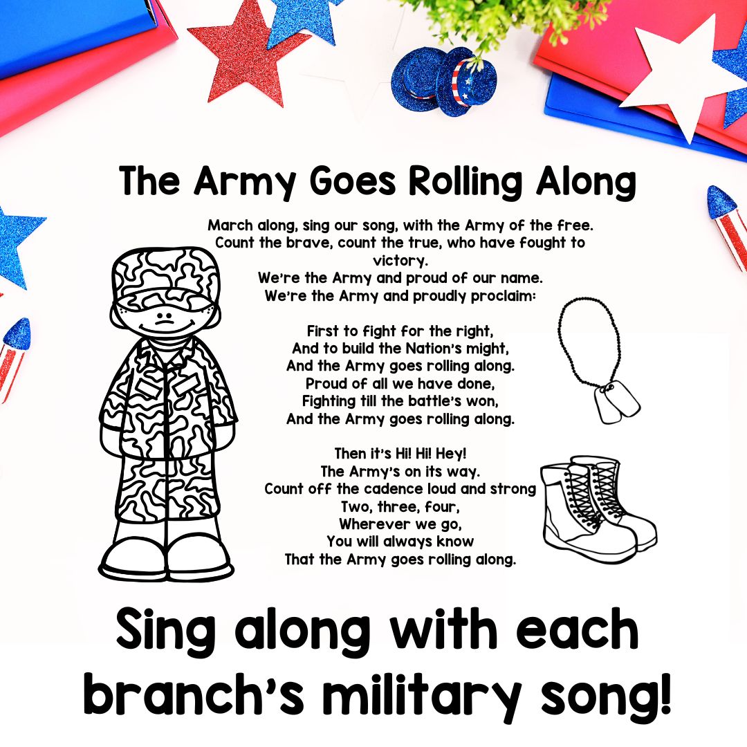 Elementary School Sing-Along Military Song Posters | Veterans Day