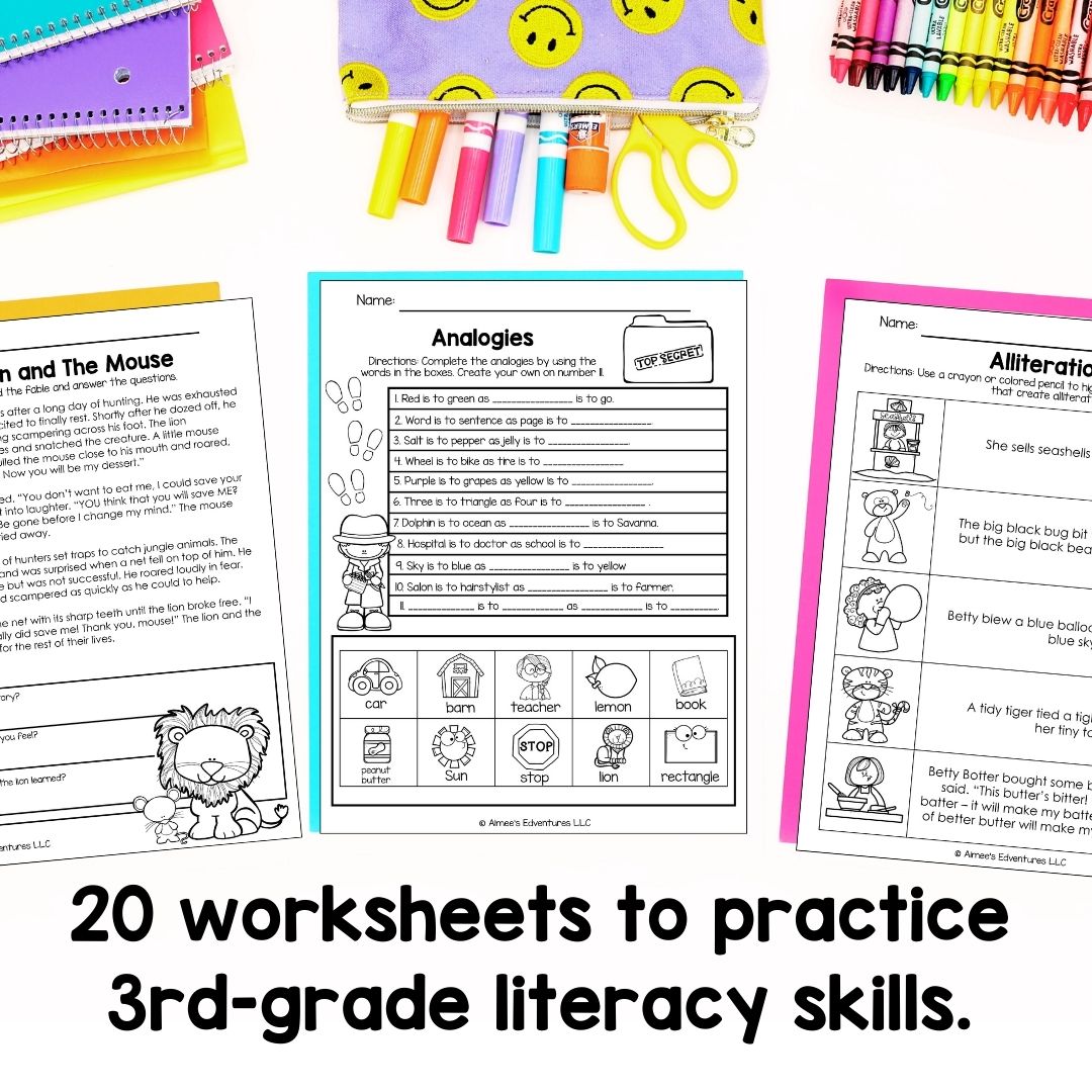 May NO PREP 3rd Grade Literacy Worksheets