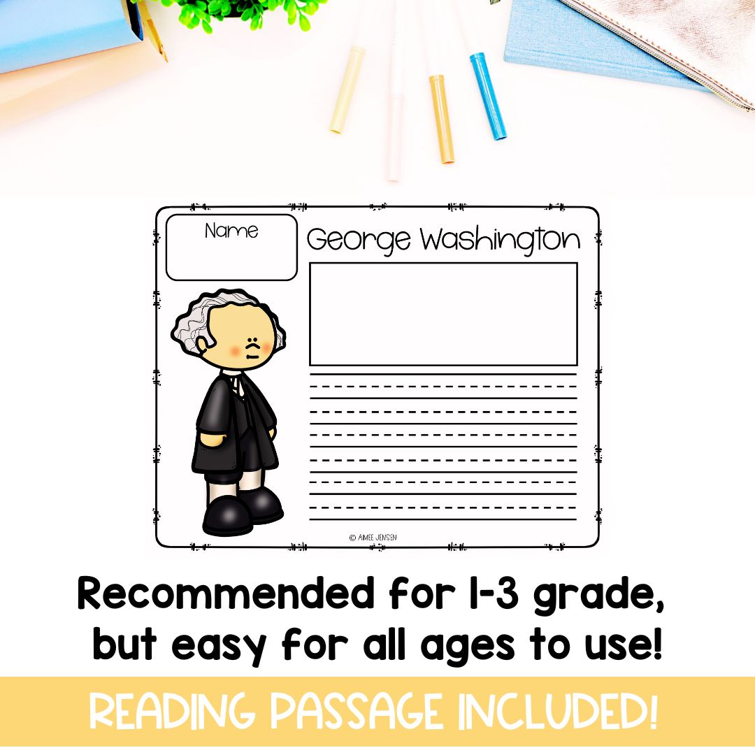 George Washington Biography | Biography Graphic Organizer | 4th of July | American History