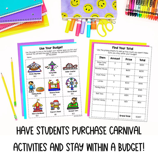 PBL Math Project for EDITABLE | Design a Carnival | Real World Math Application