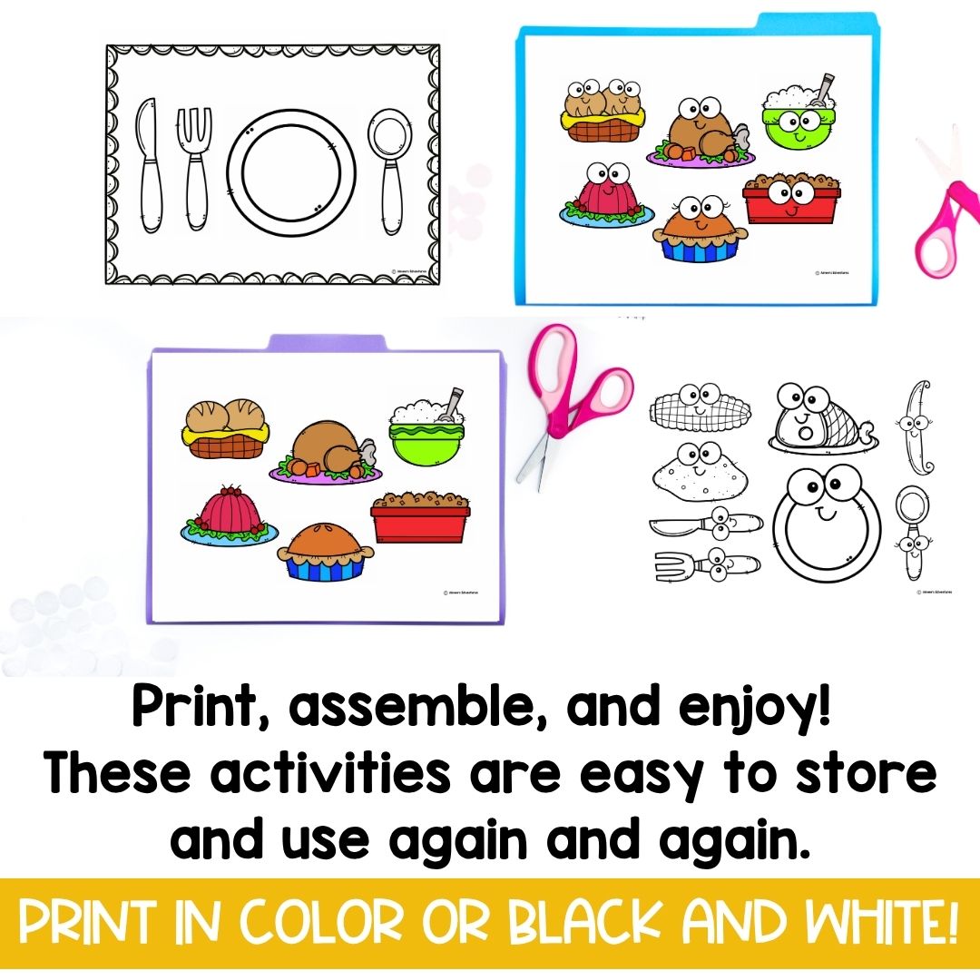 File Folder Games | Preschool Morning Work | Thanksgiving Activities | Vocabulary