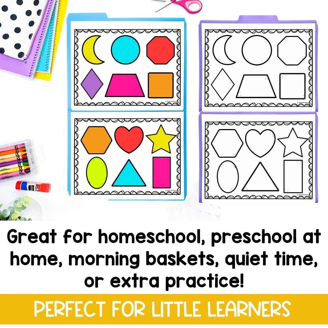 File Folder Games | Preschool Morning Work | Shapes Activities | Morning Basket