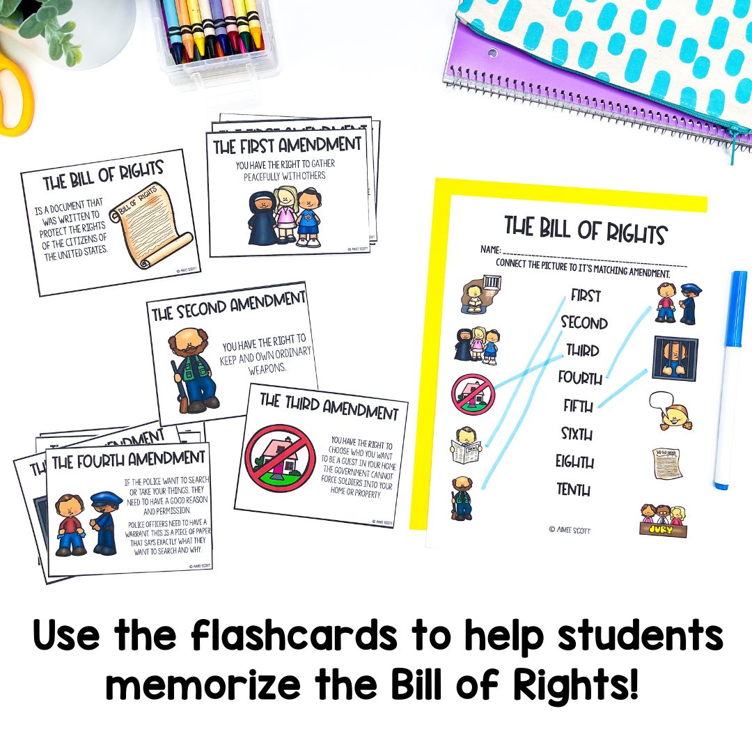 Bill of Rights Lesson | BUNDLE | US History | Mini-book and Worksheets