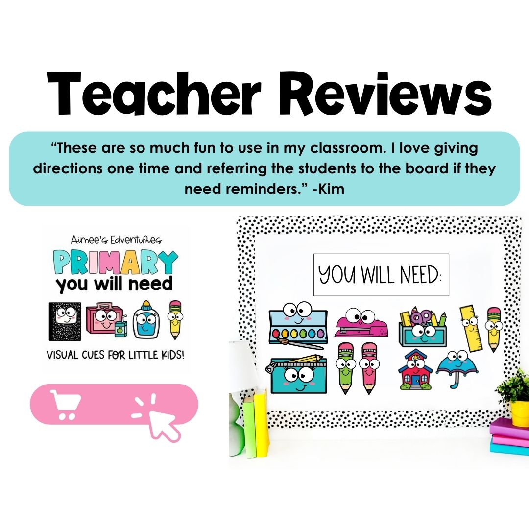 Visual Supply Cards for Young Students | Classroom Decor | Classroom Direction Signs | Back to School