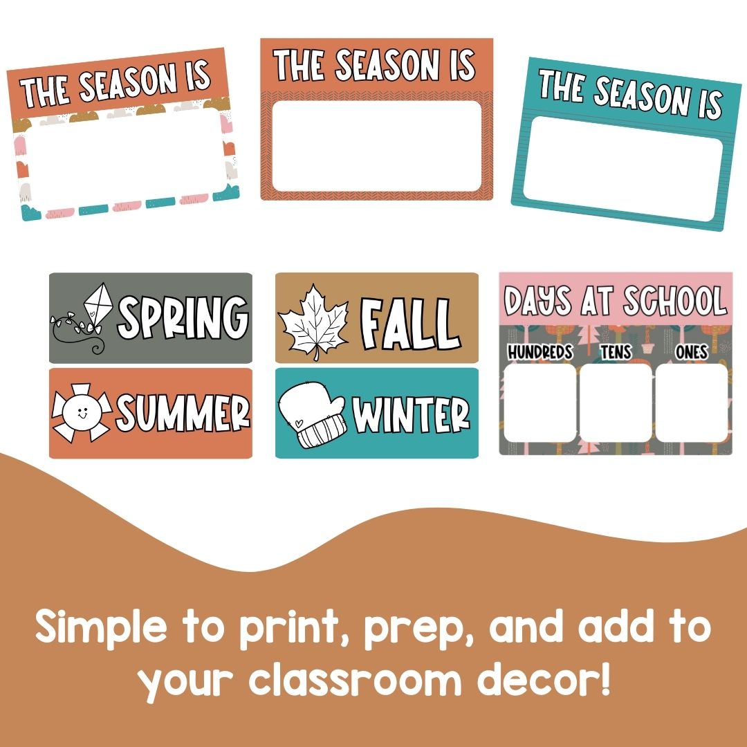 Boho Classroom Decor Bundle | Morning Meeting Calendar Cards | Cars