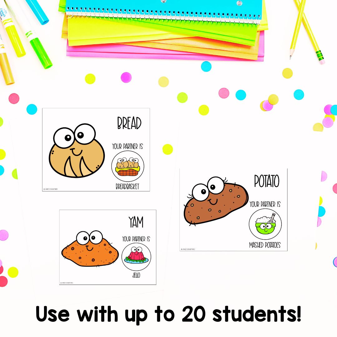 Thanksgiving Partner Pairing Cards | Classroom Management System