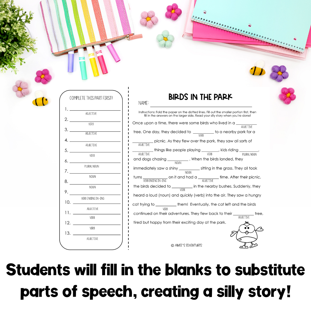 Spring Activities | Parts of Speech | Mad Libs Game – AimeesEdventuresLLC