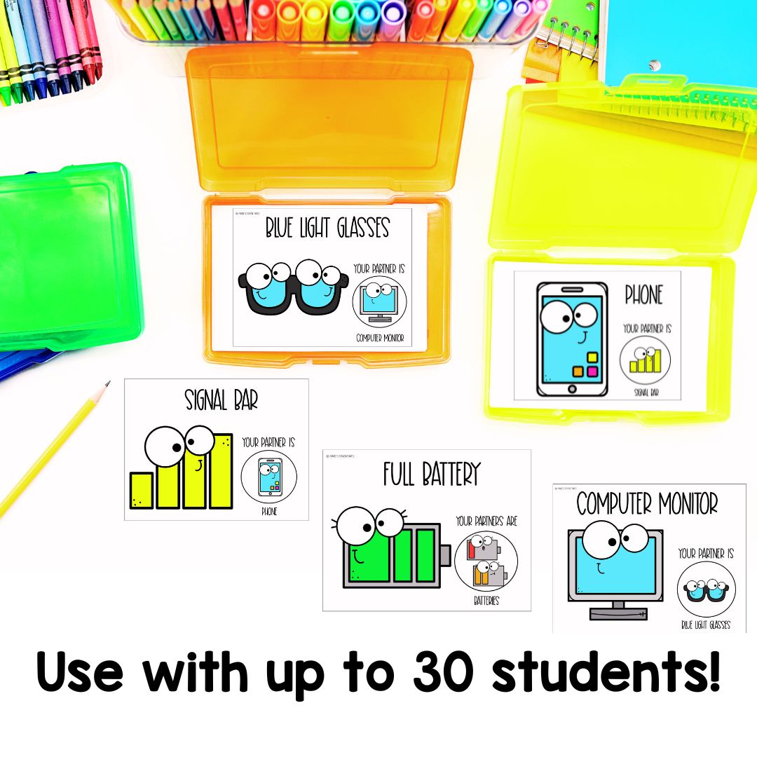 Technology Themed Partner Pairing Cards | Classroom Management System