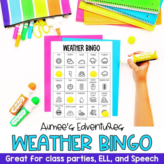 Weather Bingo Game | Vocabulary Activity | Language Arts Game