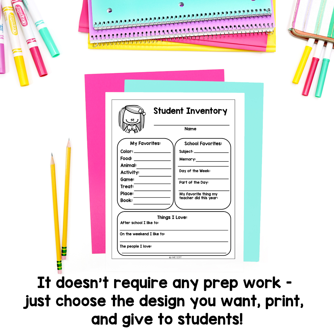 End of Year | Student Inventory Template | Student Gifts ...