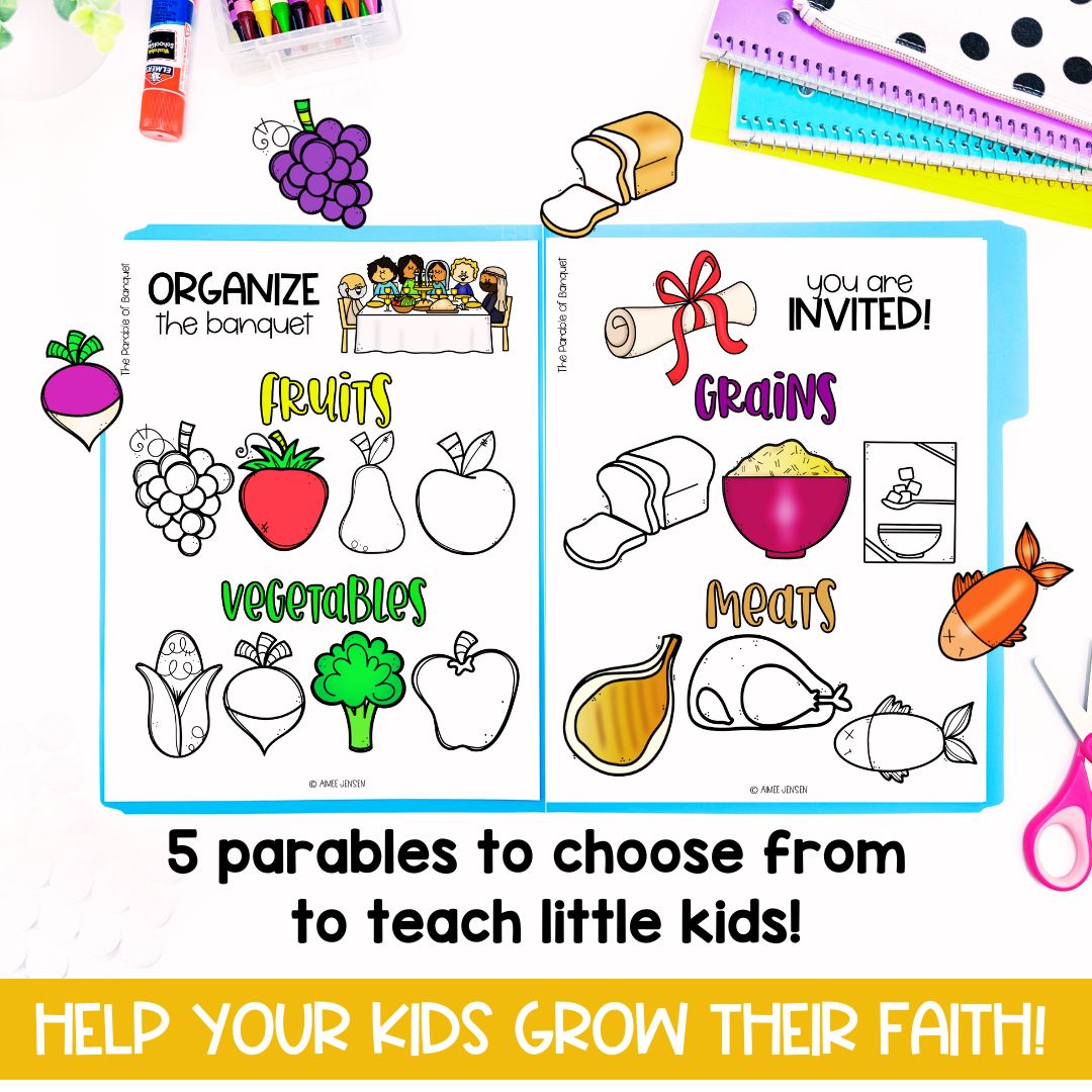 Sunday School Lessons | Parables Bible Study for Kids | File Folder Games