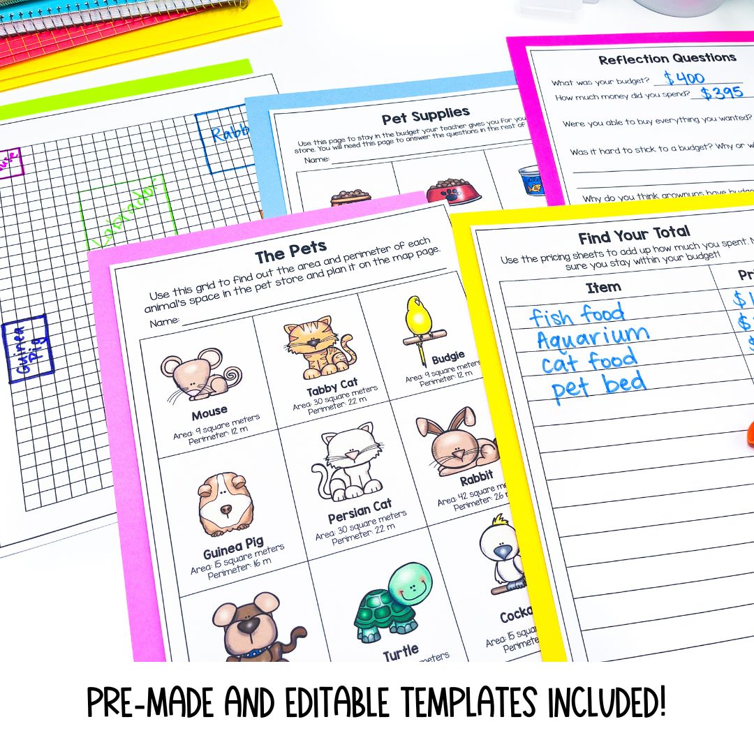Pet Store Menu Math PBL Math Project | Run a Pet Store | Real World Math Application ...