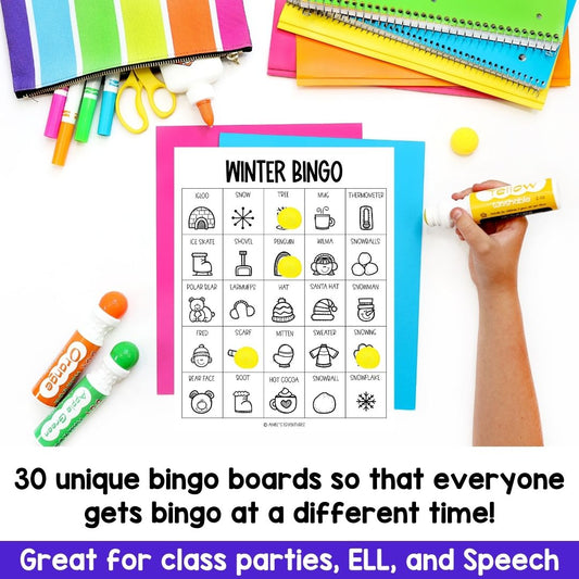 Winter Bingo Game | Vocabulary Game | Language Arts Activity