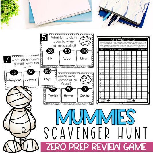 Mummy Activities | Reading Comprehension Game | Fall Scavenger Hunt | Halloween