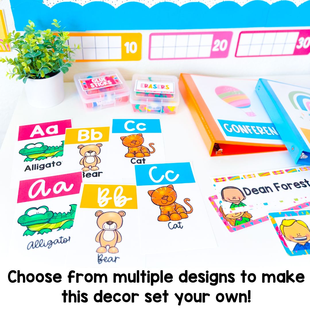 Classroom Decor Bundle | Joyful and Bright Posters and Organization