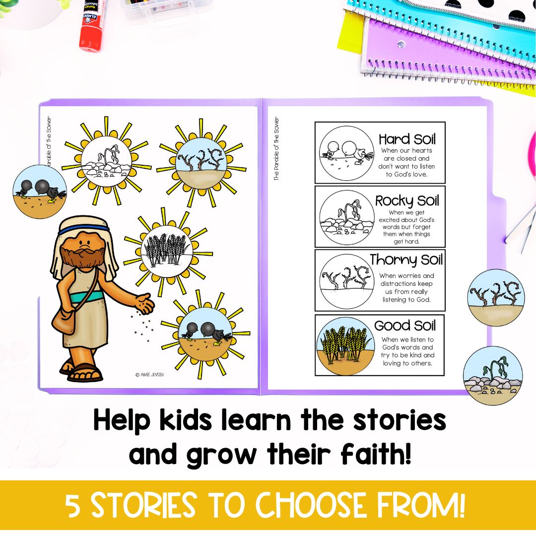 Sunday School Lessons | Parables Bible Study for Kids | File Folder Games